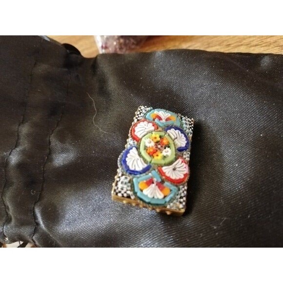 VTG Venetian Micro mosaic pin ITALY 1910-1930 Glass Art Brooch Antique Chic - Picture 8 of 12